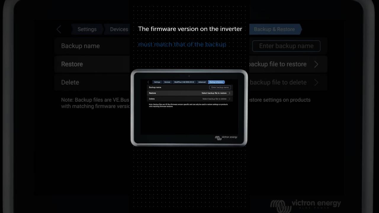 New Backup and Restore Inverter Settings Venus OS 3.60 Update #shorts